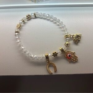 📦5/$25📦 Beautiful Glass/Crystal Bead Evil Eye Charm Bracelet